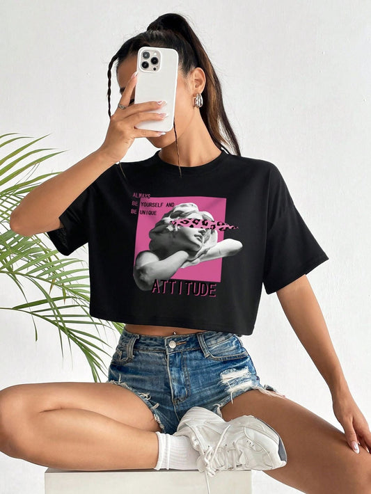 CAMISETA CORTA MUJER -
 ATTITUDE