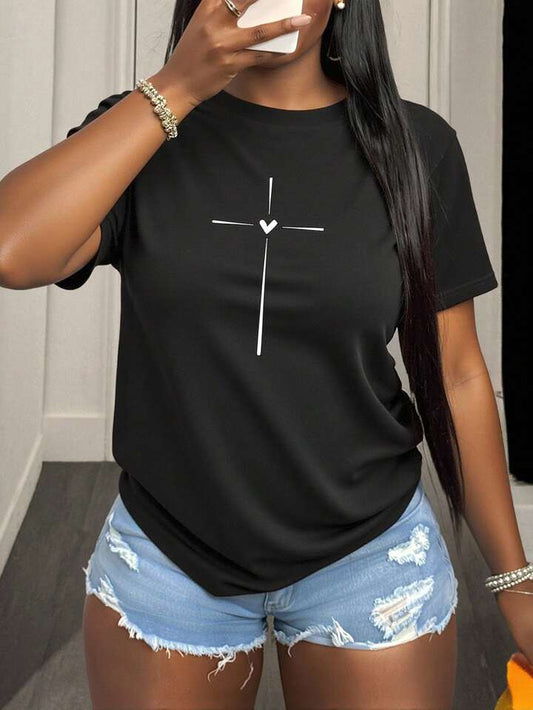 CAMISETA LARGA MUJER - CORAZÓN CRUZ
